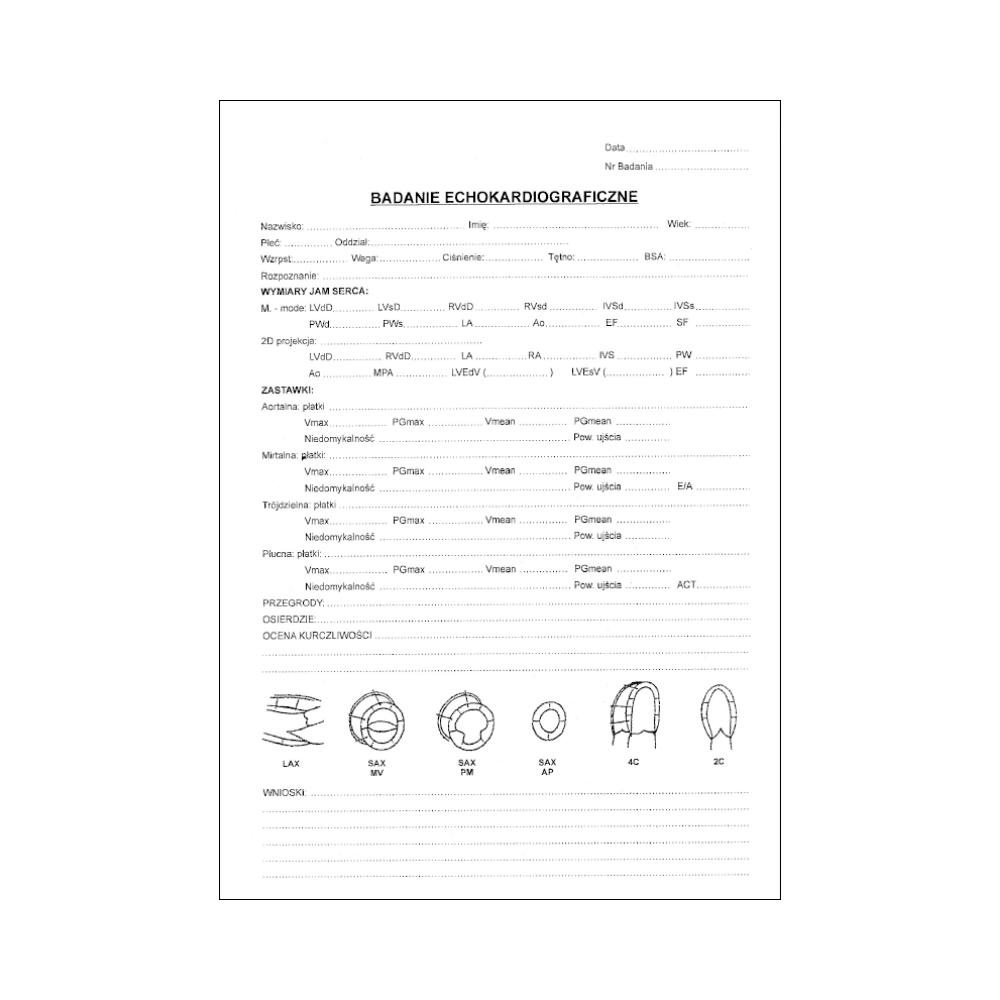 Badanie Echokardiograficzne A4 - 100 szt