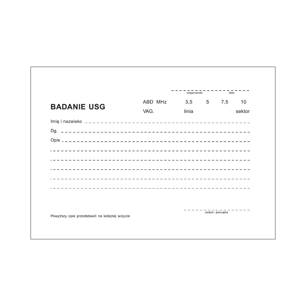 Badanie USG A5 100 szt