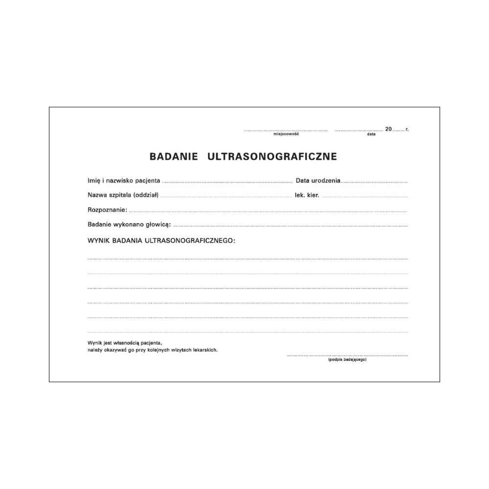 Badanie ultrasonograficzne A5 - 100 szt