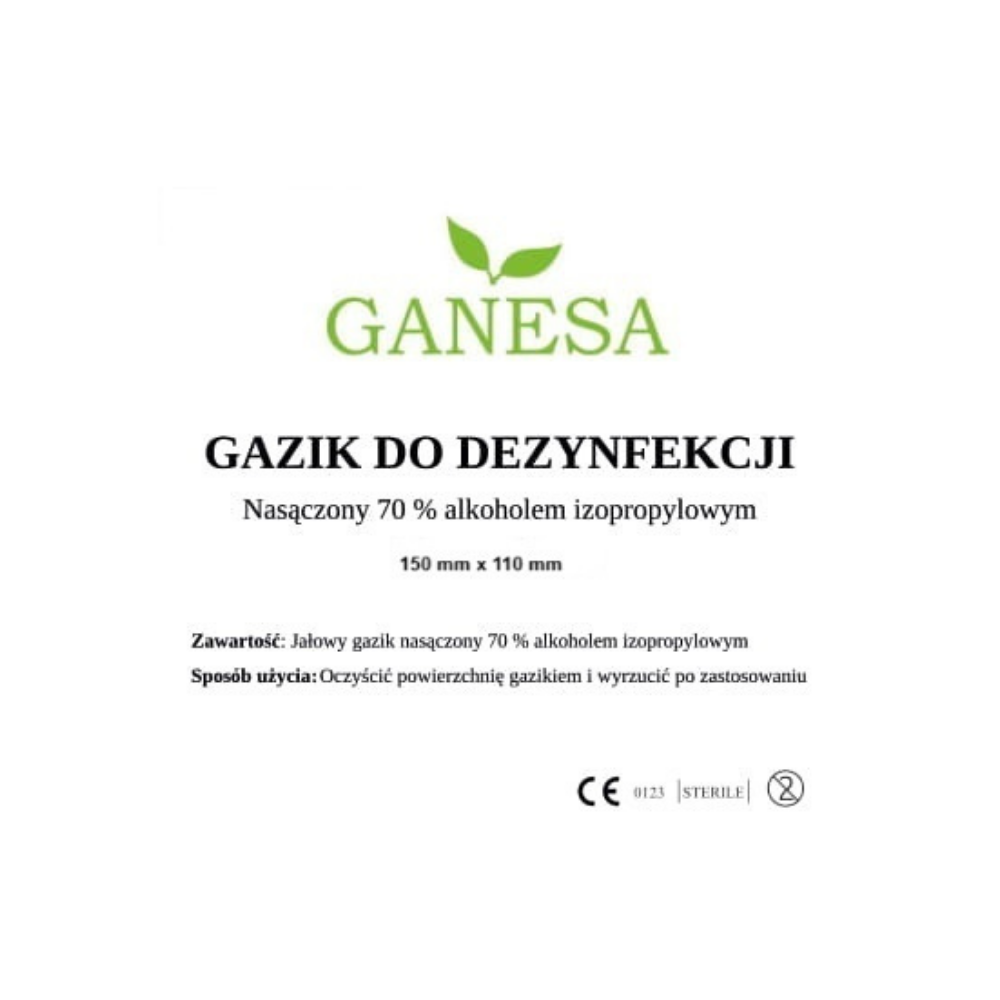 Gaziki nasączone alkoholem 150mm x 110mm