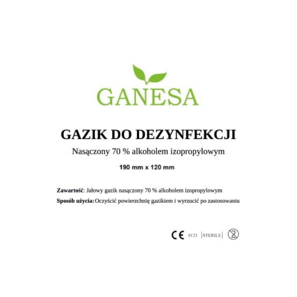 Gaziki nasączone alkoholem 190mm x 120mm