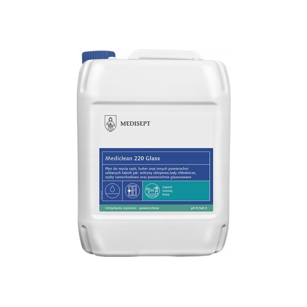 Mediclean 220 Glass - preparat do mycia szyb, luster oraz innych powierzchni ze szkła - 5L
