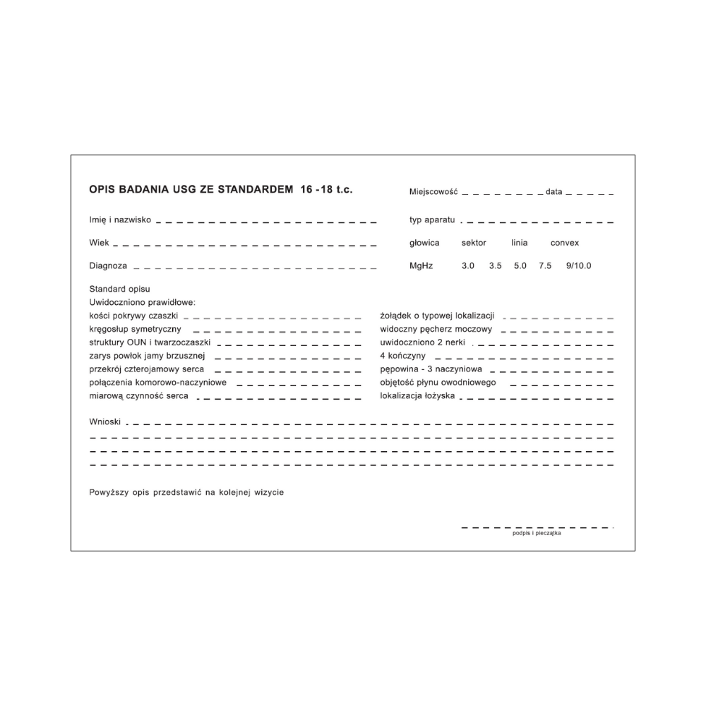 Opis badania USG ze standardem 11-13 t.c. - A5 - 100 szt