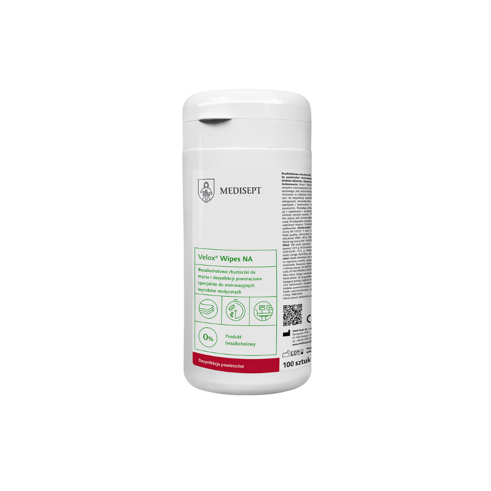 VELOX WIPES NA - chusteczki bezalkoholowe TUBA 100 szt