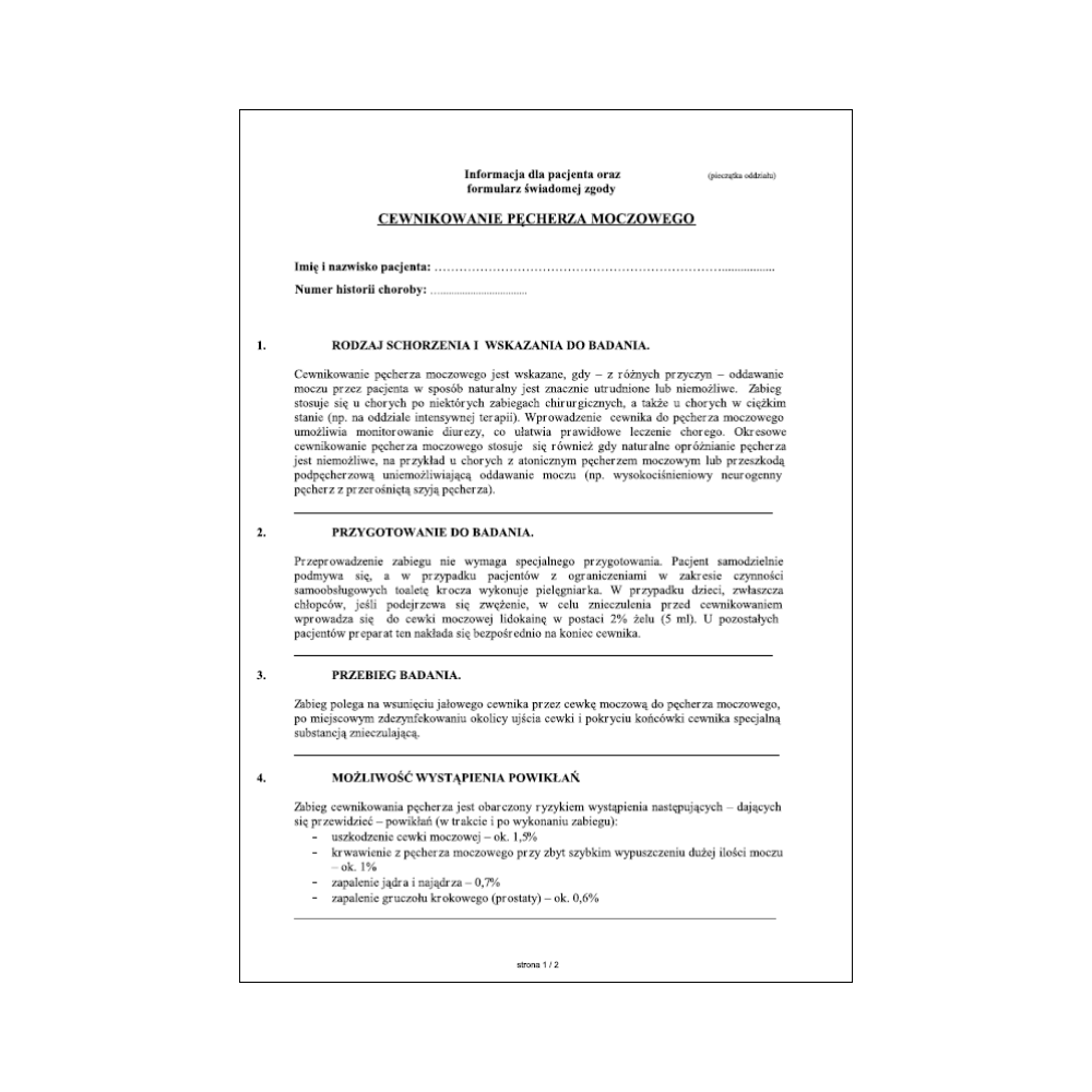 Cewnikowanie pęcherza moczowego A4 - 100 szt