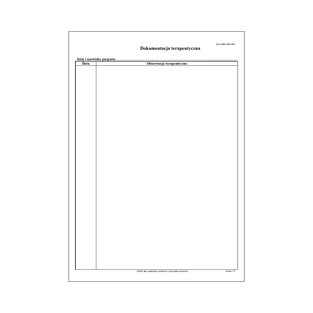 Dokumentacja terapeutyczna A4 100 szt