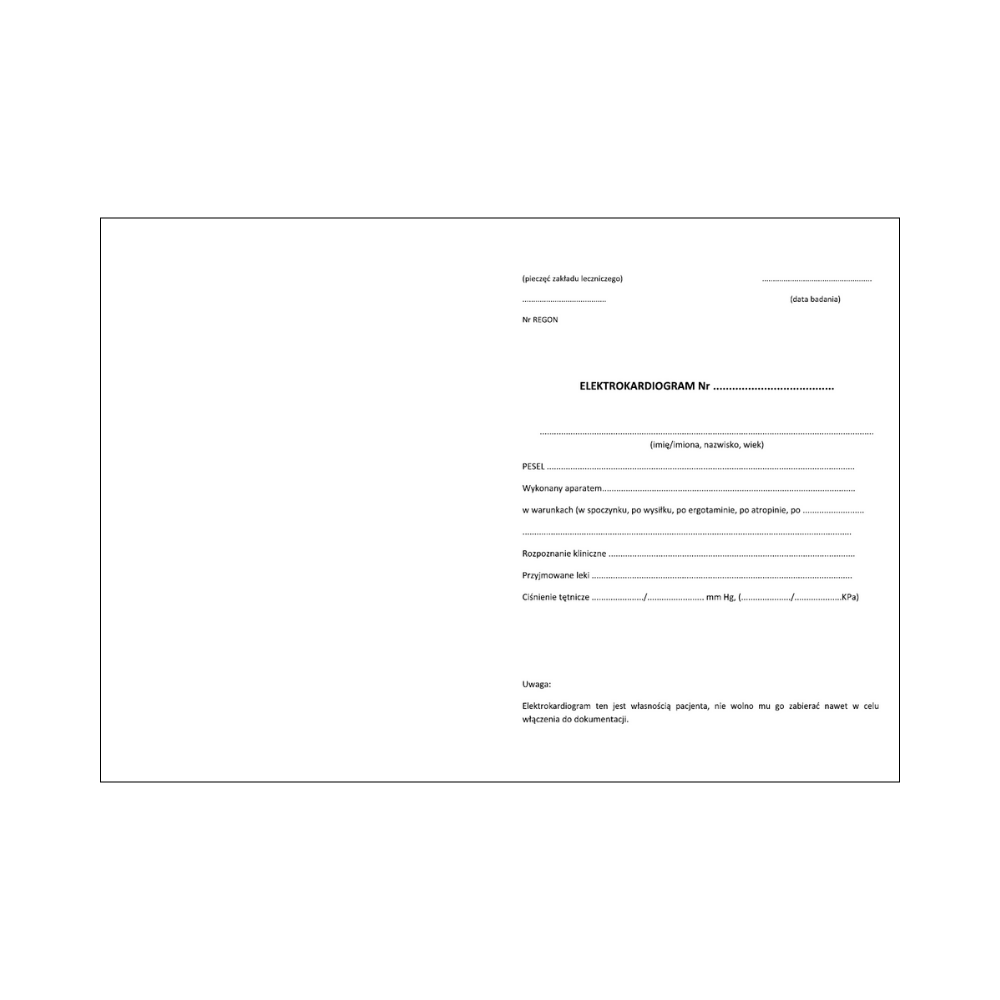 Elektrokardiogram A4-A5 100 szt